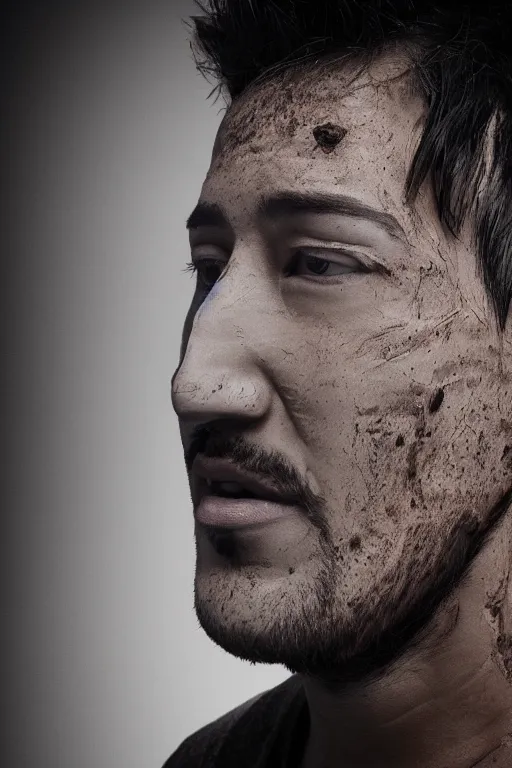 Image similar to 📷 markiplier's tree bark skin, made of tree bark, head portrait, dynamic lighting, 4 k