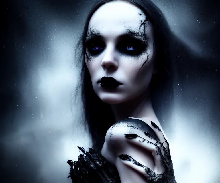 Image similar to stunning otherworldly gothic goddess of beauty, dark and mysterious, atmospheric, ominous, eerie, cinematic, epic, 8 k, 4 k, ultra detail, ultra realistic, rendered by awesomeness