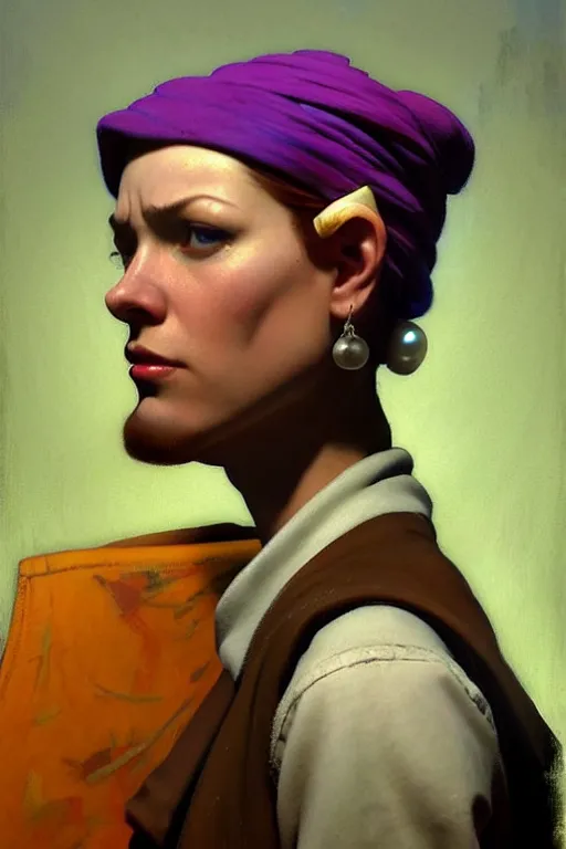 Image similar to full character portrait team fortress 2 video game character art not the girl with the pearl earring character design, painting by gaston bussiere, katsuya terada, nc wyeth, greg rutkowski, craig mullins, vermeer, frank frazetta, mucha, tom of finland, trending on artstation, jeffery catherine jones