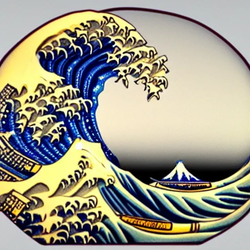 Image similar to a resin 3D print of The Great Wave off Kanagawa