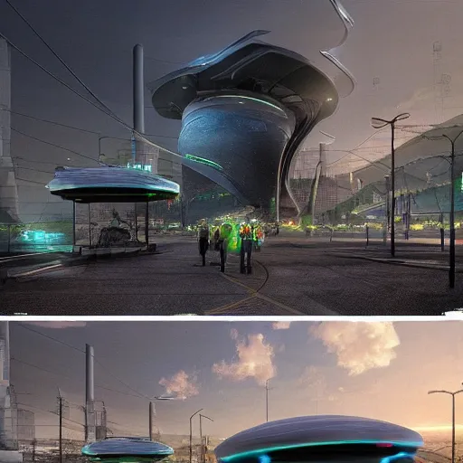 Image similar to realistic renderings of futuristic scenes