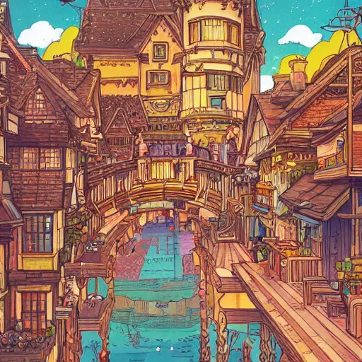 Image similar to intricate illustration, ghibli colorful, cinematic composition