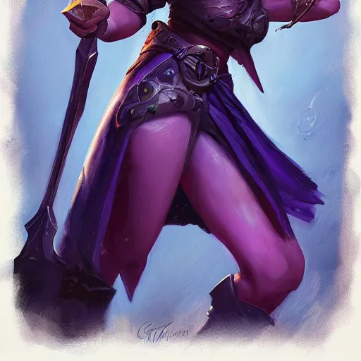 Image similar to violet daggers, hearthstone weapon card art, by greg rutkowski