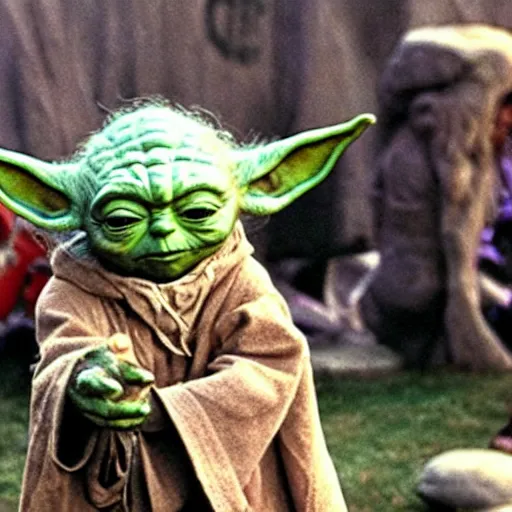 Image similar to yoda performing at woodstock