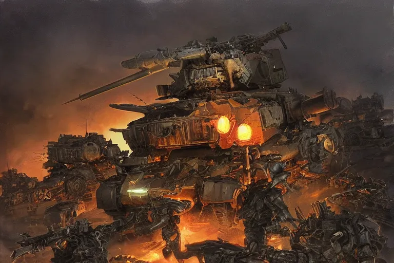 Prompt: skeleton scourge ( ( panzer tank ) ) battalion, art by noriyoshi ohrai and paul youll and steve fiorilla, trending on artstation, rembrandt lighting tilt - shift polaroid, epic fantasy, retrowave, hyperrealism, luminism