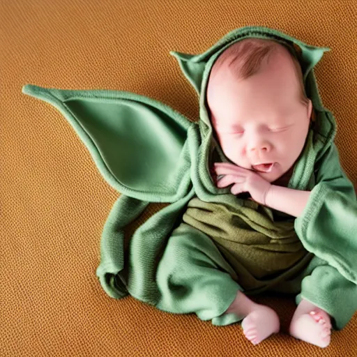 Prompt: baby with yoda ear, dslr photo