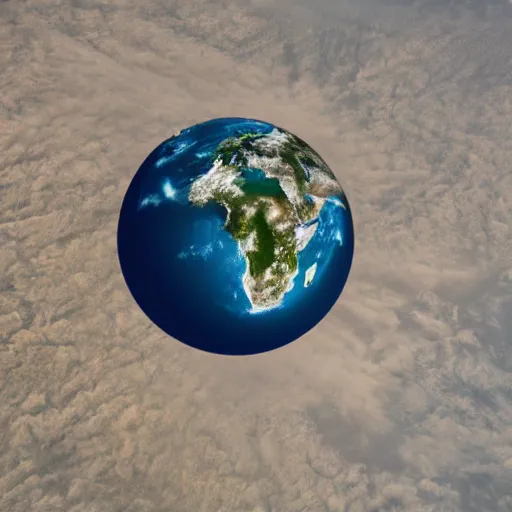 Prompt: the earth in a hand, photograph taken from space, full - shot, realistic