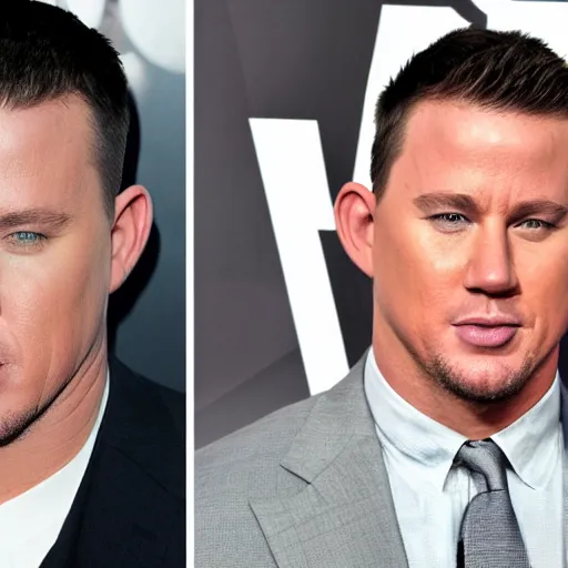 Prompt: channing tatum has a giant tater tot head