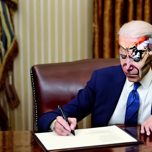 Image similar to joe biden signs a bill to make anime real, ap news photograph, 4 k