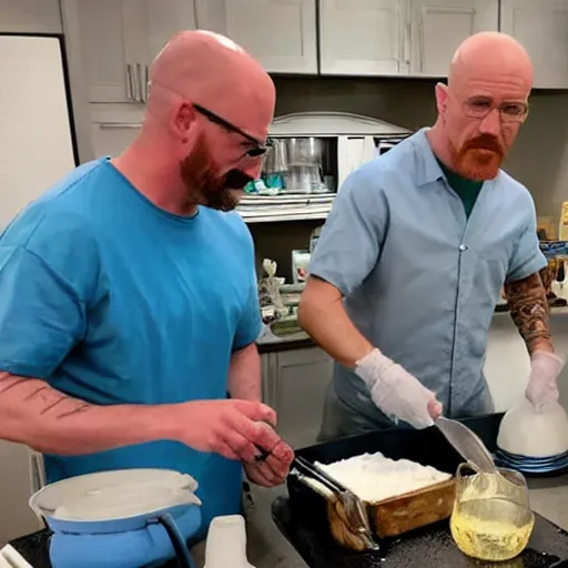 Image similar to Walter White cooking meth for gender reveal parties