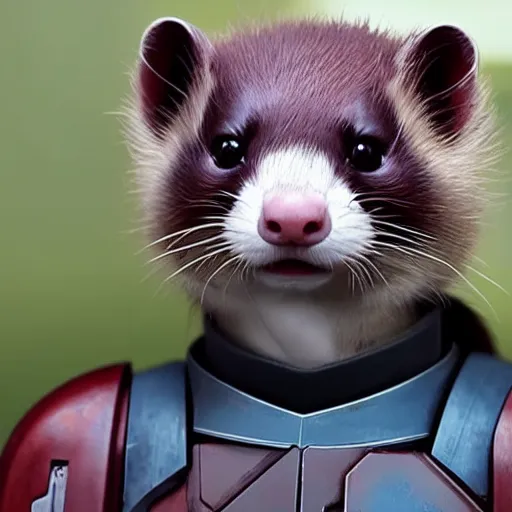 Image similar to Film still of a ferret as a Mandalorian, from The Mandalorian (2019)