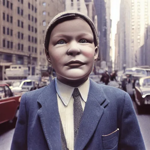 Image similar to street photograph portrait in new york from the year 1 9 6 0, ultra - detailed hyper - realistic lifelike, photographed on colour film