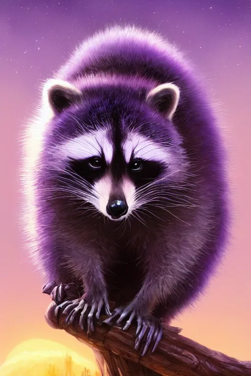 Image similar to purple stelar raccoon by andreas rocha and john howe, and Martin Johnson Heade, featured on artstation, featured on behance, golden ratio, f32, well composed, cohesive