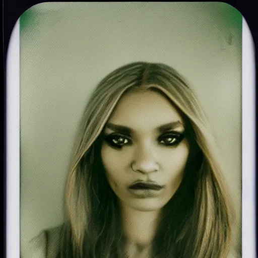 Prompt: polaroid of female drow face shot by Tarkovsky