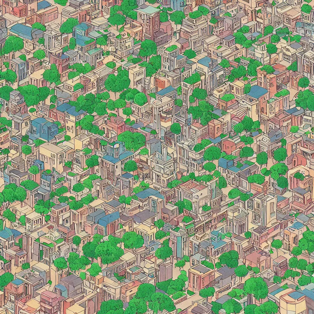 Prompt: a view of a rhodesian city in the style of studio ghibli