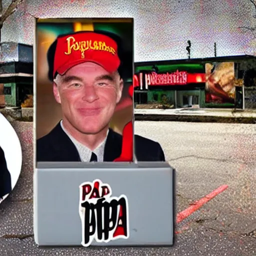 Prompt: Photograph of Papa John's promised day of retribution