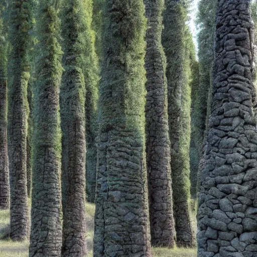 Image similar to a forest of trees made out of stone