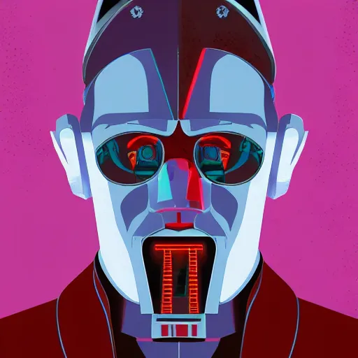 Image similar to cyberpunk pope francis as the leader of a futuristic communist nation, cybernetics, sharp lines, digital, artstation, colored in