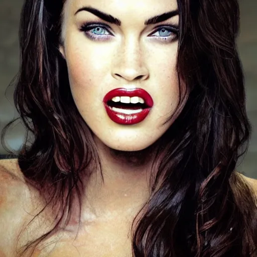 Image similar to megan fox portrait, halloween, halloween costumes, vampire, zombie, mummy, scary, dark, horror