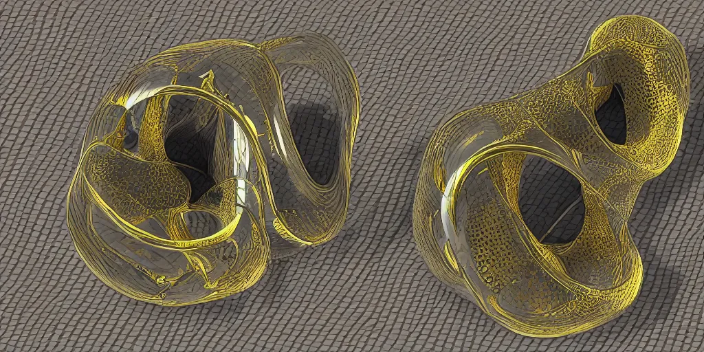 Image similar to klein bottle in a style of mc escher