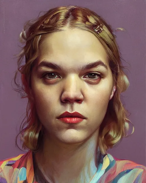 Image similar to portrait of Tove Styrke by Mandy Jurgens and Richard Schmid and chuck close and mucha