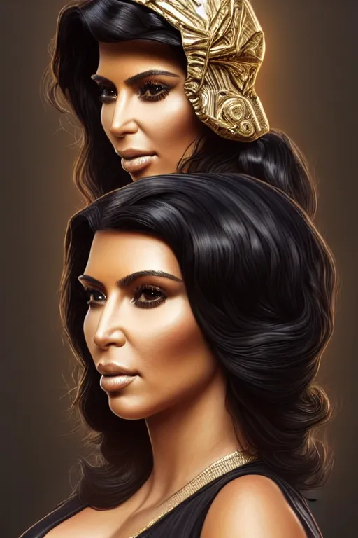 Prompt: Portrait of kim kardashian dressed as eazy e, full side shot, intricate, elegant, highly detailed, digital painting, artstation, concept art, smooth, sharp focus, arched back pose, illustration, art by artgerm and greg rutkowski and alphonse mucha