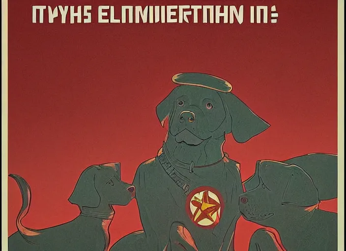 Image similar to communist propaganda poster dog by moebius