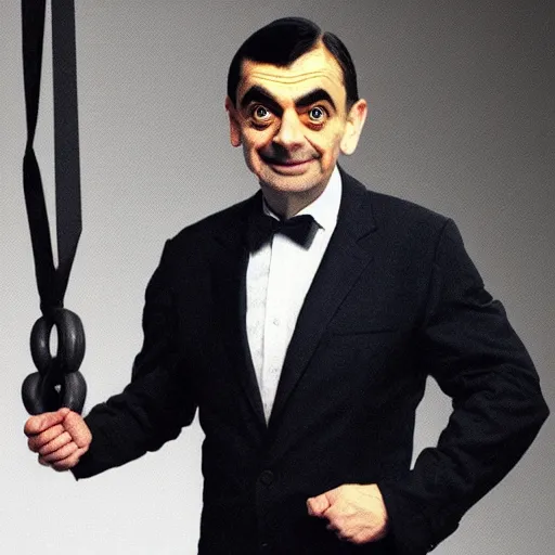 Image similar to mr. bean but a bodybuilder