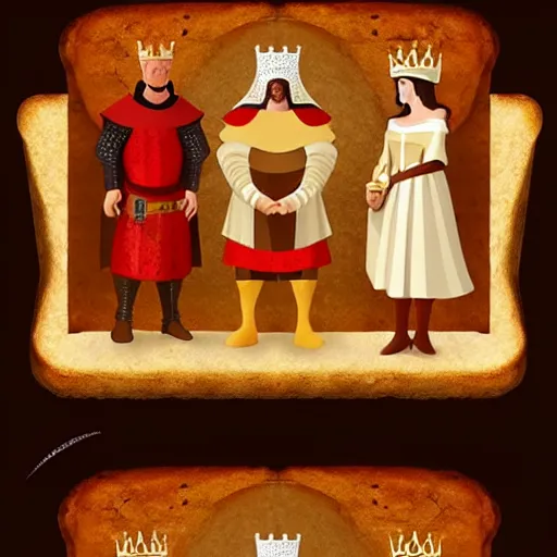 Image similar to medieval toast with king, queen and guests, realistic, artstation, fantasy