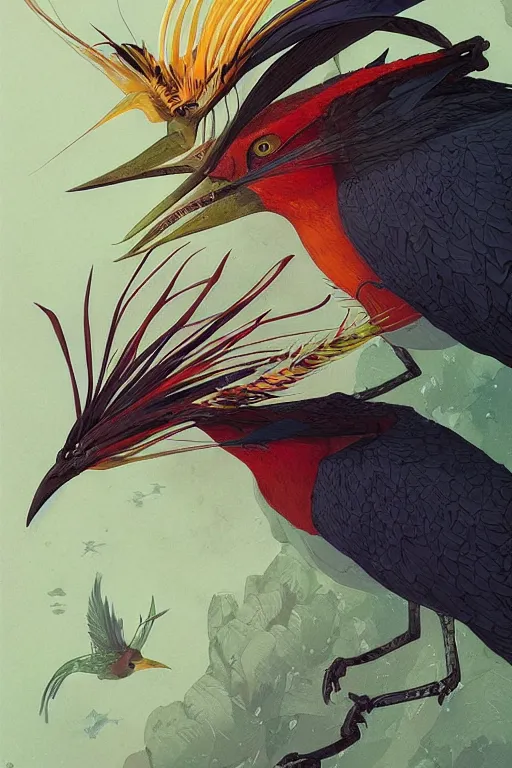Prompt: a detailed portrait of a bird of paradise, by victo ngai and greg rutkowski, digital art, realistic painting, very detailed, fantasy, dnd, character design, trending on artstation