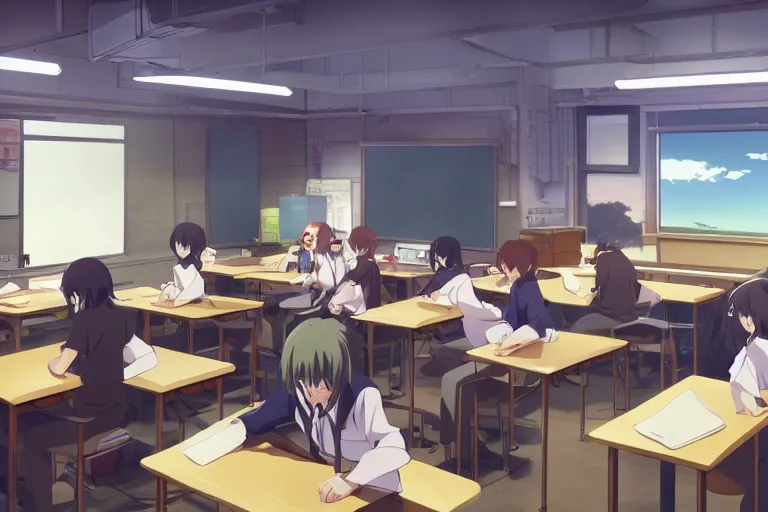 Download Students gather in the Anime Classroom