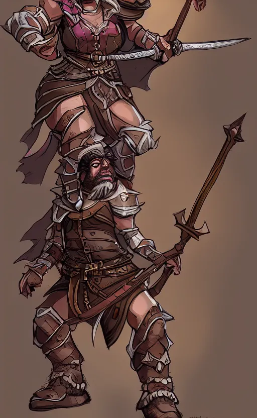 Image similar to Dungeons and dragons character art of a dwarf woman with dark skin and a battleaxe