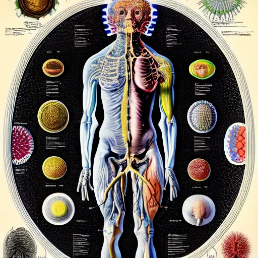 Image similar to mark zuckerberg anatomy by ernst haeckel, masterpiece, vivid, very detailed