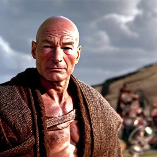 Image similar to patrick stewart in ben hur, 4 k hd film still