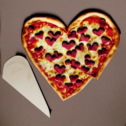 Image similar to heart pizza with bones on it. hyperdetailed photorealism