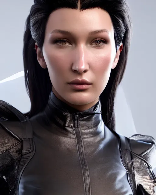 Prompt: a highly detailed metahuman 8 k close up render of bella hadid trending on artstation made in unreal engine 4