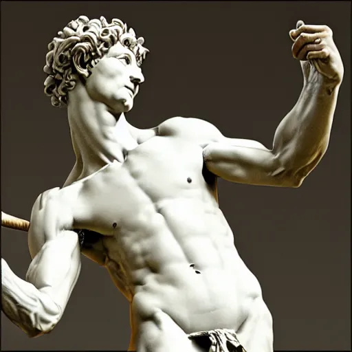 Prompt: high quality high detail painting michelangelo, david after killing giant goliath, motion blur, broad light, ambient occlusion