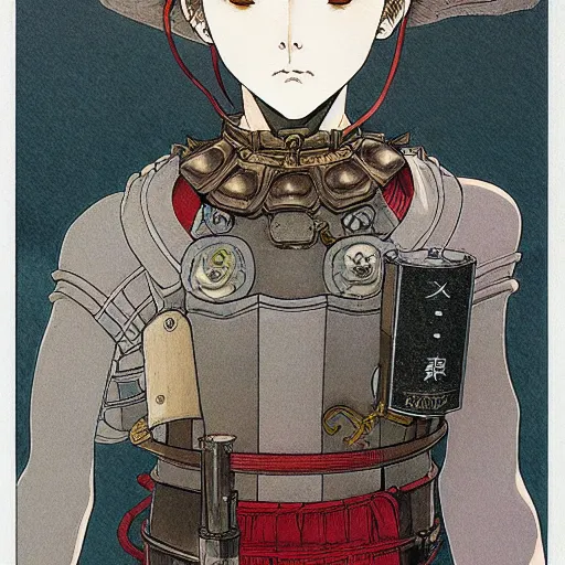 Image similar to prompt : portrait of knight painted in miyazaki color style drawn by katsuhiro otomo and takato yamamoto, inspired by fables, china doll face, smooth face feature, intricate oil painting, high detail, sharp high detail, manga and anime 2 0 0 0