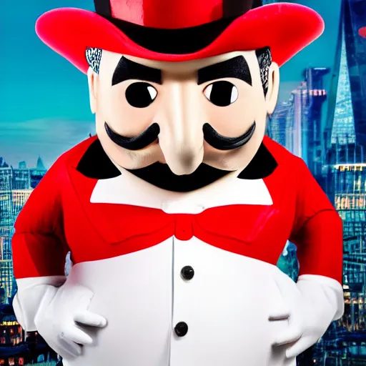 Image similar to british person! dream photo portrait of mr monopoly, professional photoshoot,