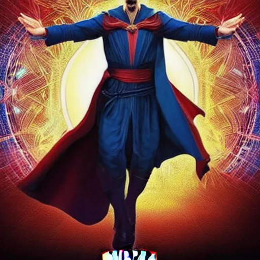 Image similar to “borat as dr strange, poster, highly detailed, dynamic poster, marvel, sci-fi, super heroes, concept art”