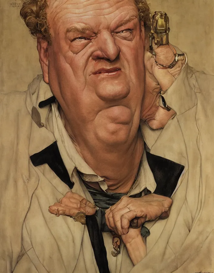 Prompt: upper body portrait of actor kenneth mcmillan as the baron harkonnen in dune movie, norman rockwell, leyendecker