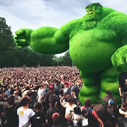 Image similar to photo of the green - giant crushing a crowd of people