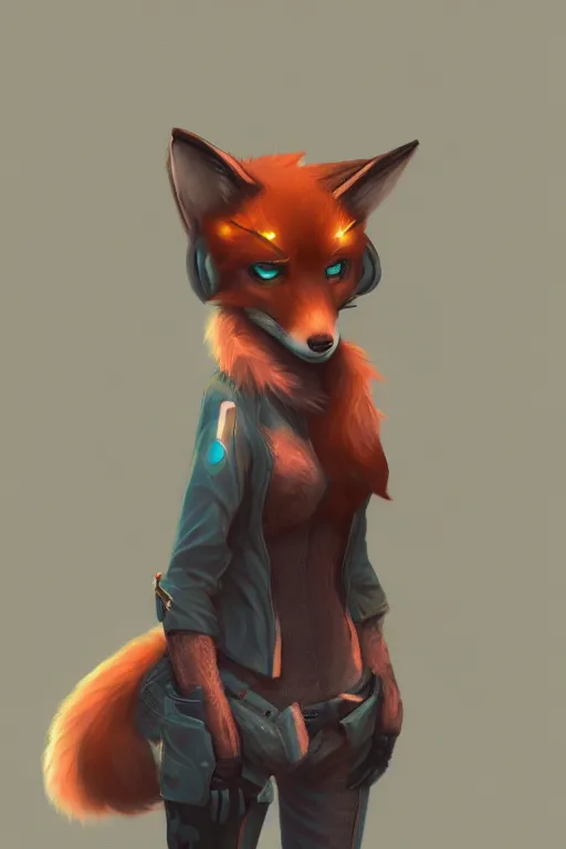 Image similar to a fox fursona, trending on artstation, by kawacy, furry art, digital art, cyberpunk, high quality, backlighting