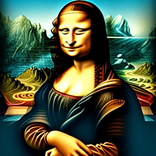 Image similar to mona lisa in cyberpunk style