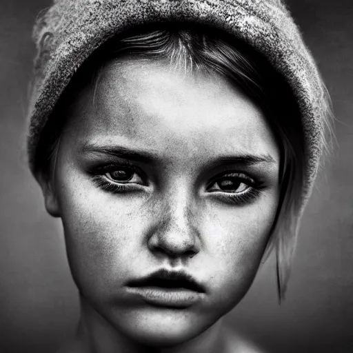 Image similar to headshot portrait photo of a young beautiful ukrainian model by lee jeffries