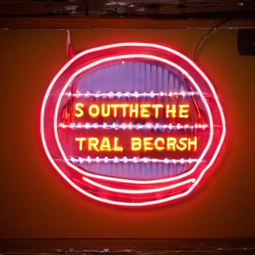 Image similar to a lousy photograph of a southern trash neon bar sign