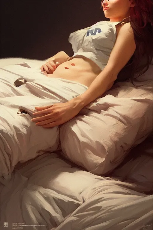 Image similar to groundhog drug addict lies on the bed, realistic portrait, highly detailed, digital painting, artstation, concept art, smooth, sharp focus, illustration, cinematic lighting, art by artgerm and greg rutkowski and alphonse mucha