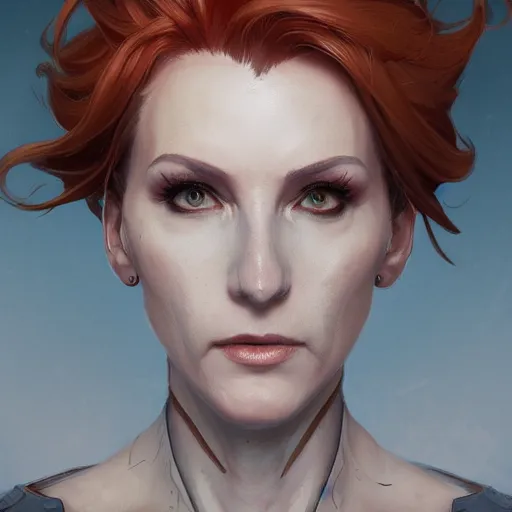 Prompt: character portrait of Moira from Overwatch, dystopian mood, intricate, wild, highly detailed, digital painting, artstation, upper body, concept art, smooth, sharp focus, illustration, art by artgerm and greg rutkowski and alphonse mucha