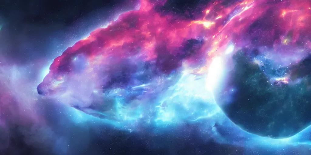 Prompt: sci - fi space nebula, concept art, trending on, volumetric lighting, epic composition, colorful, high contrast
