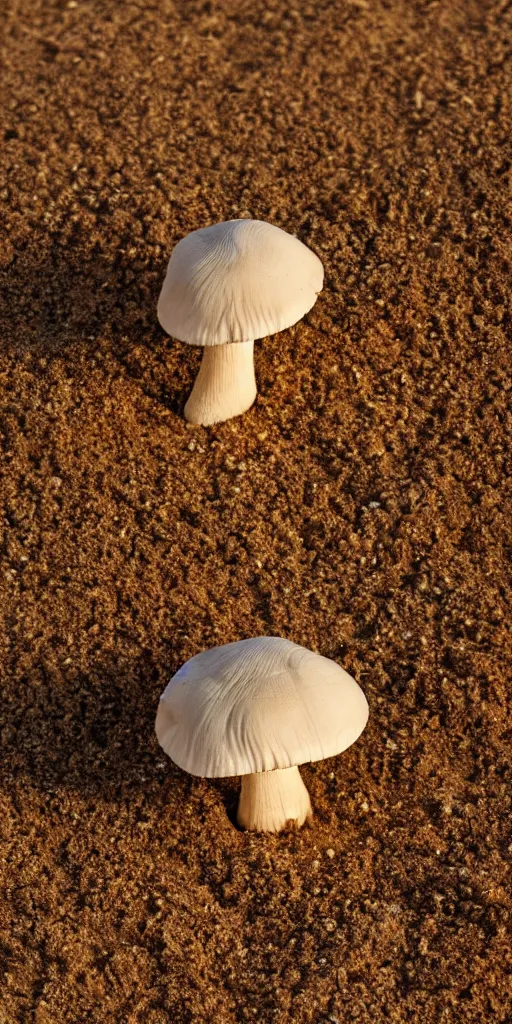 Image similar to real iphone photo of a mushroom growing in the desert sand